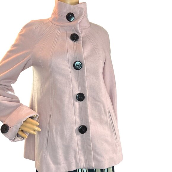 Zara Basic Wool Blend Trapeze Pea Coat in Light Pink Size XS - Picture 1 of 6